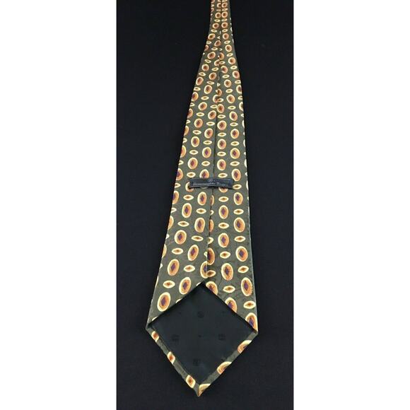 Ermenegildo Zegna silk olive geometric 55.25" x 3.75" designer tie ties necktie - Picture 9 of 10